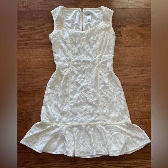 Cache 90s Vintage Lace Overlay Cream Sleeveless Mini Dress Fairy Feminine Bridal - Picture 1 of 10